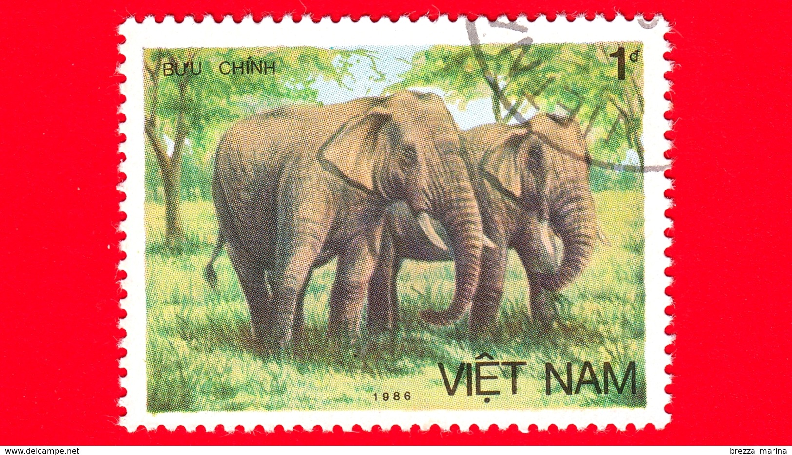 VIETNAM Nord - Viet Nam - 1987 (1986) - BUU CHINH - Elefante Asiatico (Elephas Maximus) - 1 - Vietnam