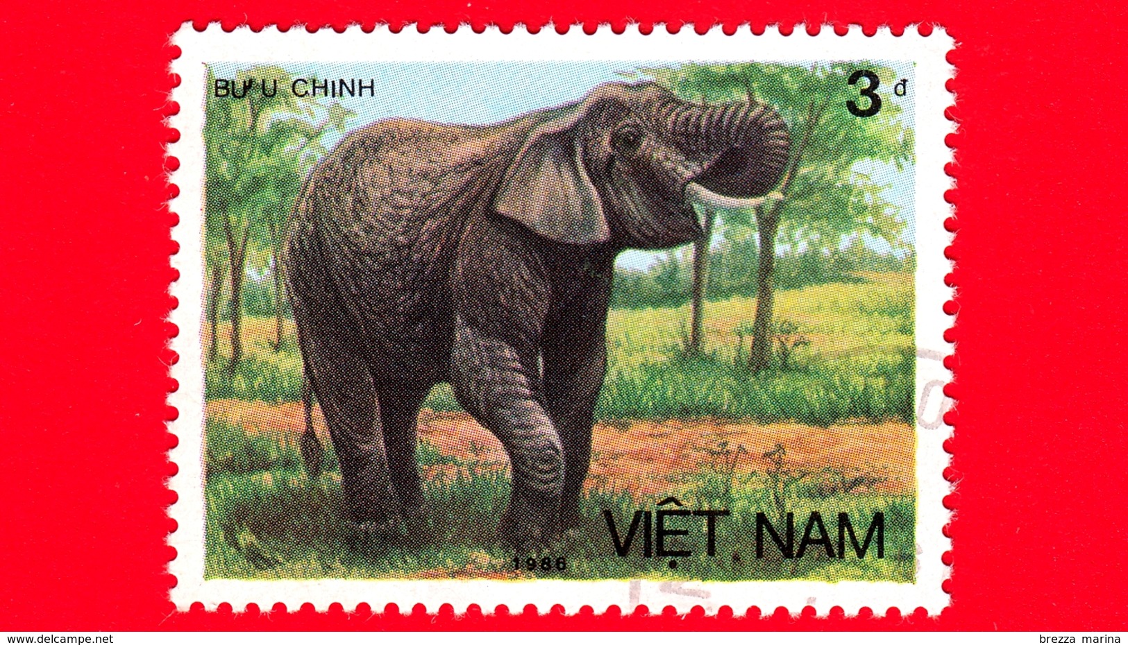 VIETNAM Nord - Viet Nam - 1987 (1986) - BUU CHINH - Elefante Asiatico (Elephas Maximus) - 3 - Vietnam