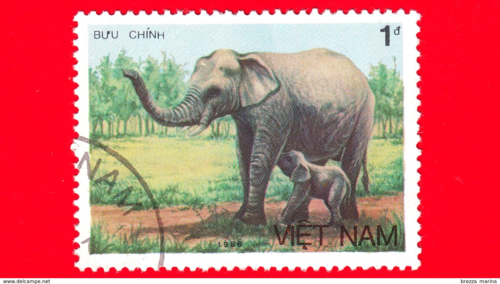 VIETNAM Nord - Viet Nam - 1987 (1986) - Elefante Asiatico (Elephas Maximus) - 1 - Vietnam