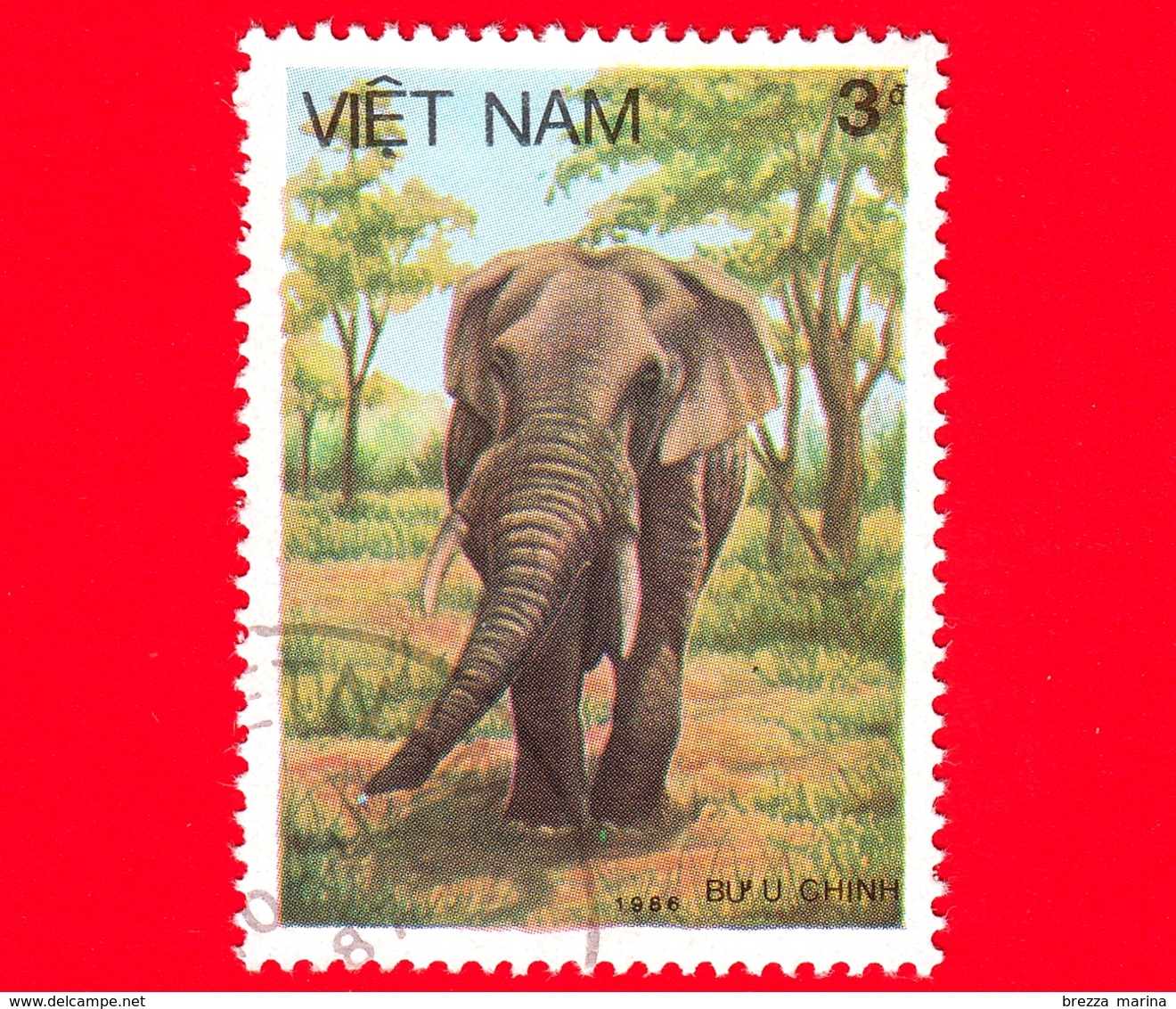 VIETNAM Nord - Viet Nam - 1987 (1986) - Elefante Asiatico (Elephas Maximus) - 3 - Vietnam