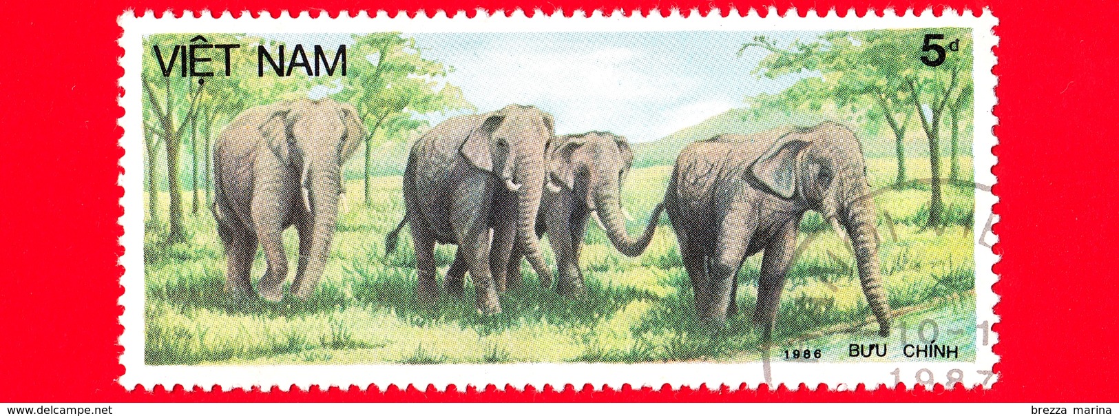 VIETNAM Nord - Viet Nam - 1987 (1986) - BUU CHINH - Elefante Asiatico (Elephas Maximus) - 5 - Vietnam