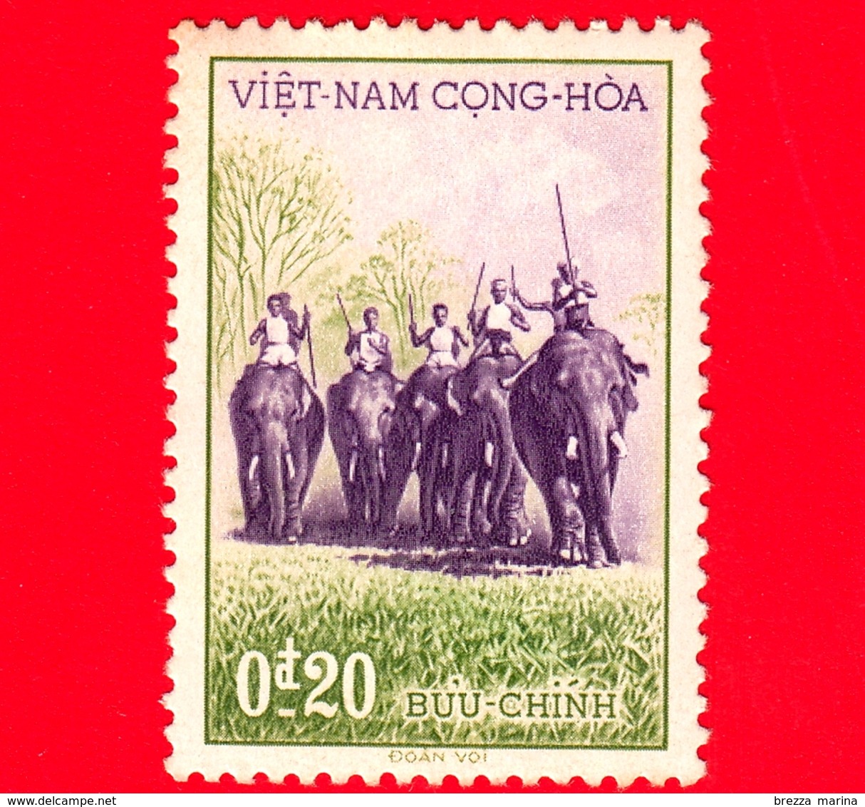 VIETNAM Sud - Viet Nam - 1957 - Governo Del Presidente Ngo-dinh-Diem - Cacciatori Di Elefanti - 0.20 - Vietnam