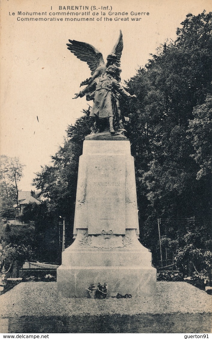 ( CPA 76 )  BARENTIN  /  Le Monument Commémoratif De La Grande Guerre - - Barentin