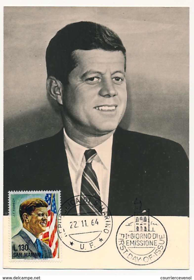 SAINT MARIN - Carte Maximum - 130 L. JOHN F. KENNEDY - Saint Marin 1964 - Kennedy (John F.)