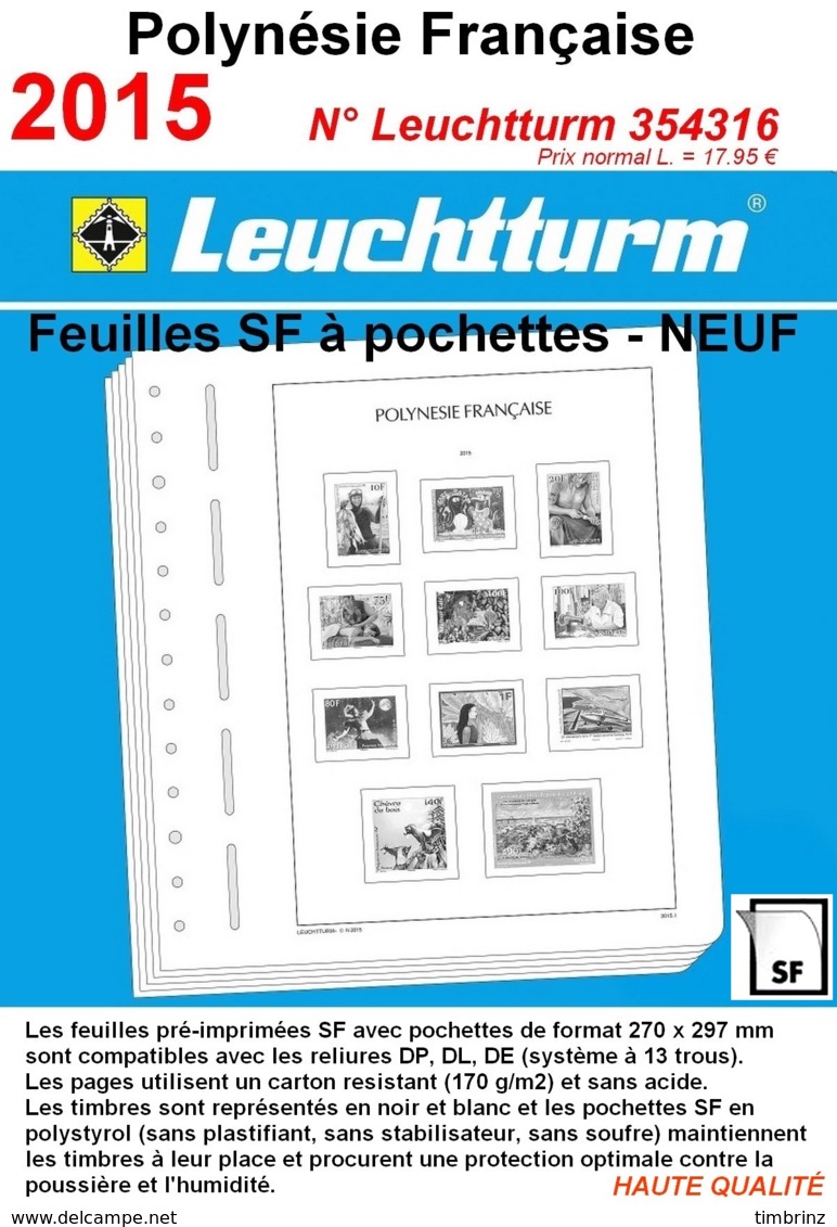 Feuilles Polynésie Française 2015 à Pochettes SF Leuchtturm 354316 - NEUF ..Réf.DIV20161 - Pré-Imprimés