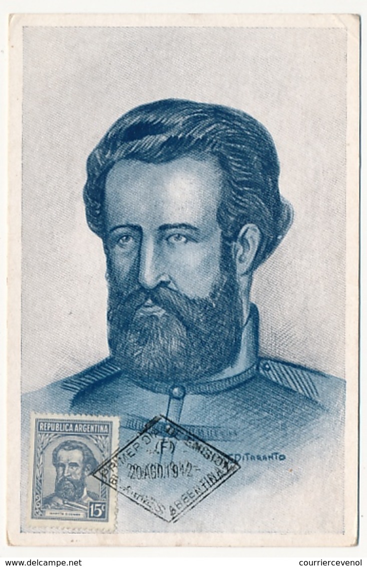 ARGENTINE - Carte Maximum - 15c - Général Martin GUEMES - 1942 - Briefe U. Dokumente