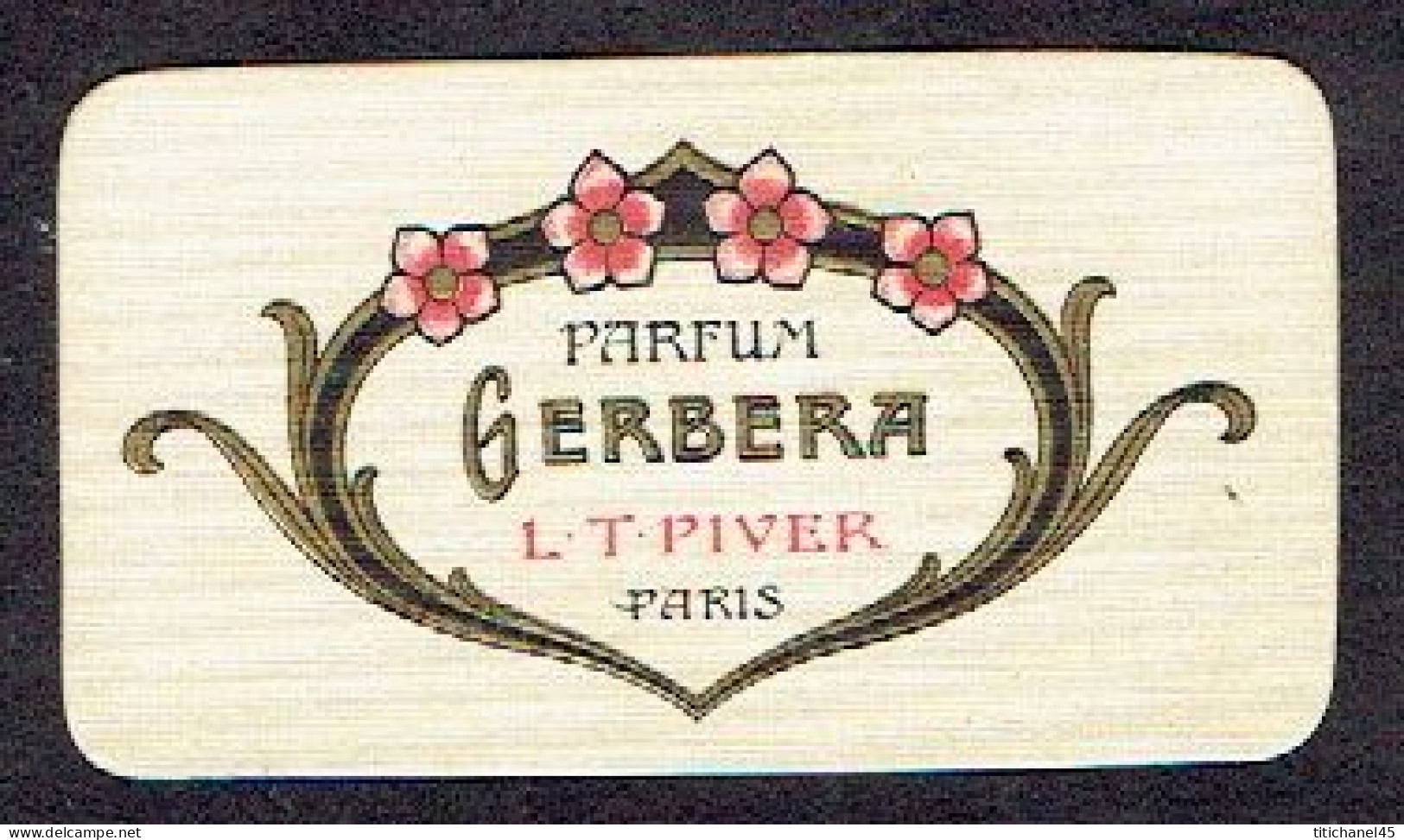 Carte Parfum - GERBERA De L.T. PIVER - Carte Offerte Par La Maison DEBAECKER à HAZEBROUCK - Parfumerie - Anciennes (jusque 1960)
