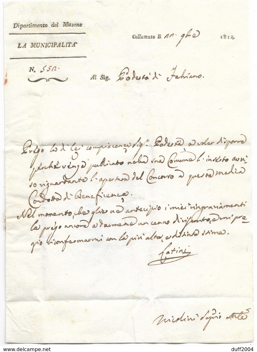 GOVERNO PROVVISORIO DI MURAT - DA COLLAMATO A FABRIANO - 22.11.1814. - 1. ...-1850 Prephilately