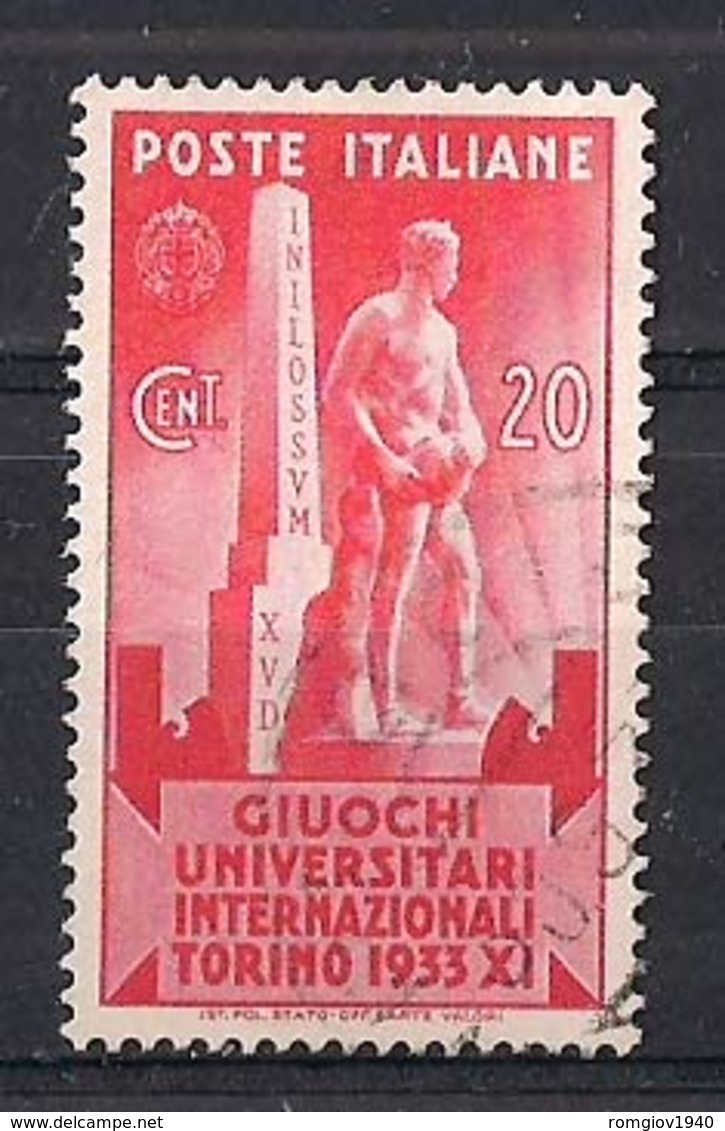 REGNO D'ITALIA 1933 GIOCHI UNIVERSITARI INTERNAZIONALI SASS. 342 USATO VF - Oblitérés