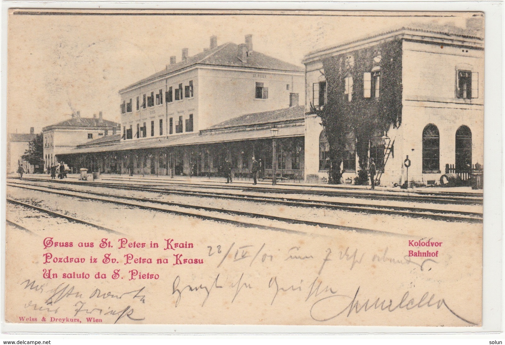 ST.PETER PIVKA KOLODVOR POZDRAV IZ SV.PETRA NA KRASU BAHNHOF RAILWAY STATION - Slovenia