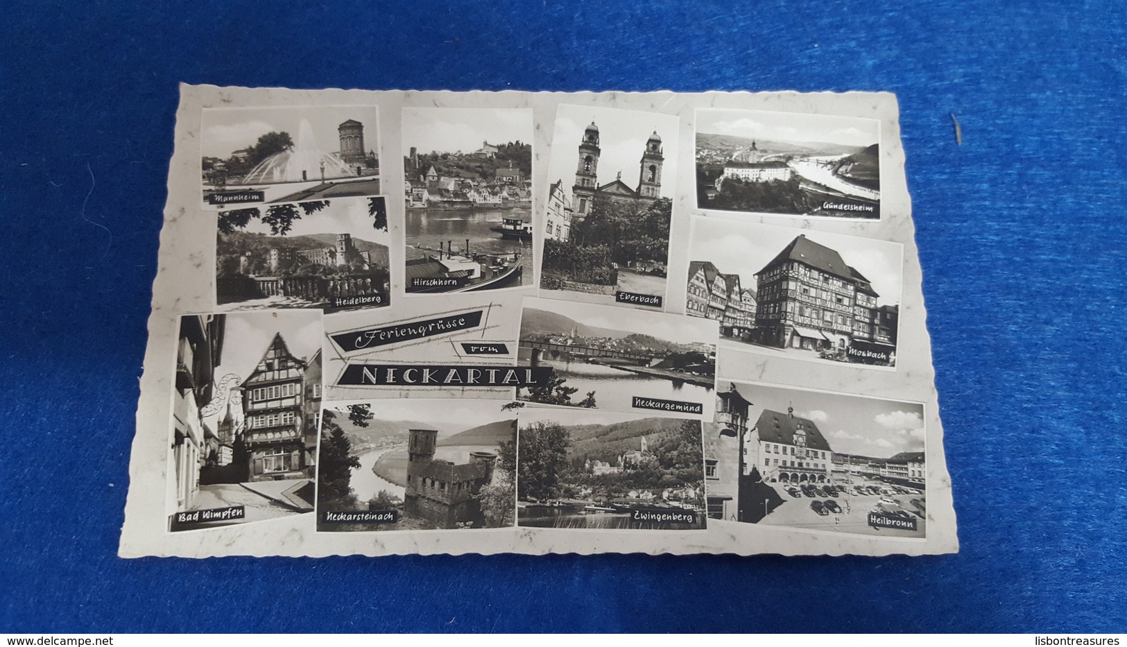 ANTIQUE PHOTO POSTCARD GERMANY NECKARTAL SOUVENIR CITY VIEWS CIRCULATED 1958 - Neckargemuend