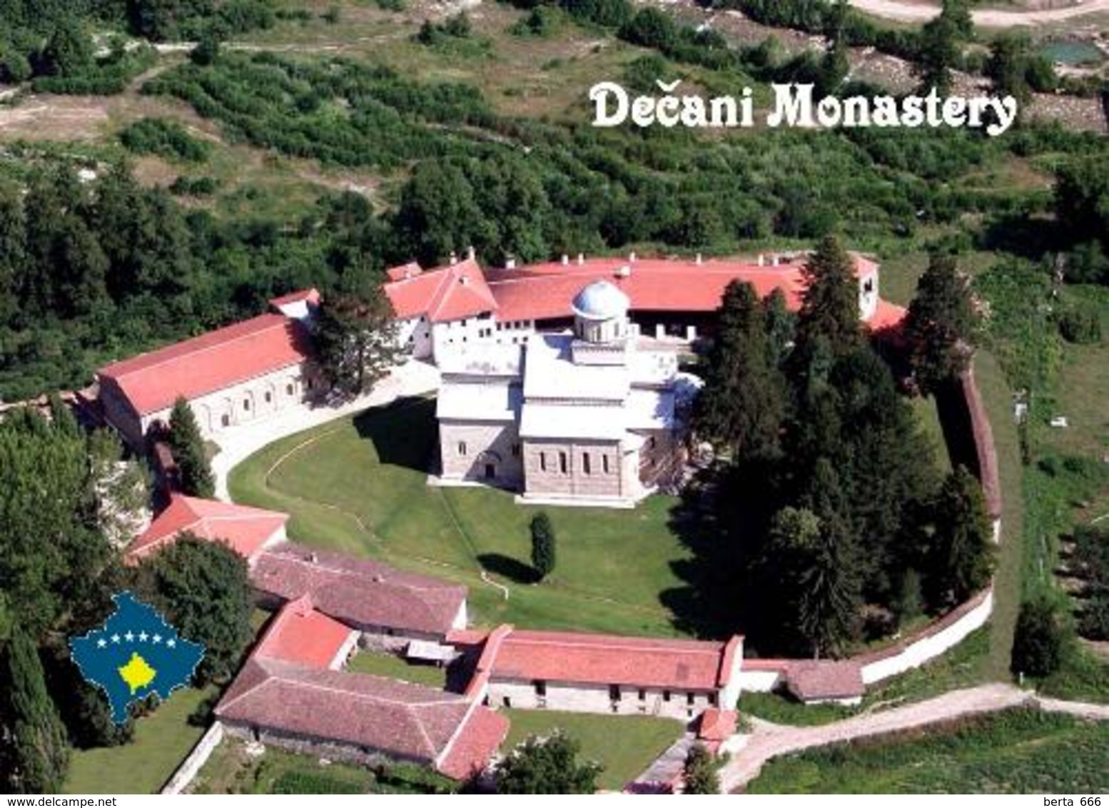 Kosovo Decani Monastery Aerial View UNESCO New Postcard - Kosovo