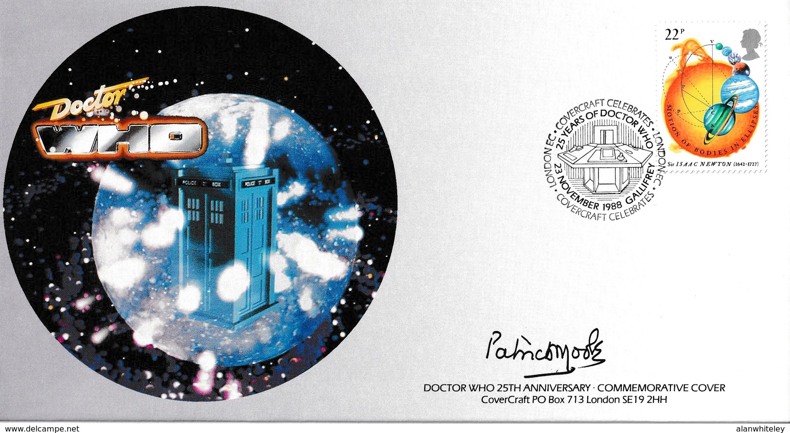 GREAT BRITAIN 1988 Doctor Who 25th Anniversary: Signed Cover (Sir Patrick Moore) CANCELLED - Brieven En Documenten