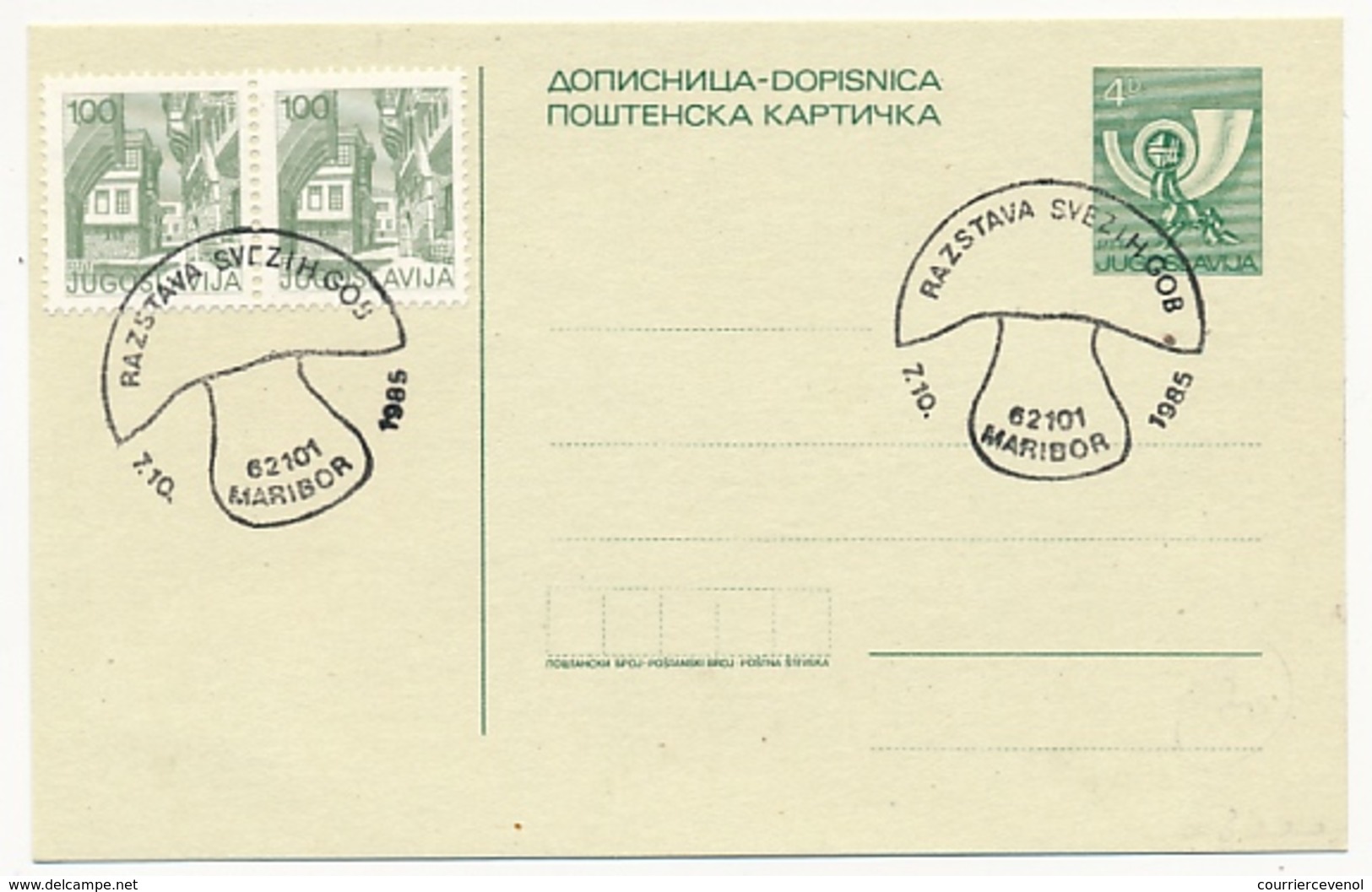 YOUGOSLAVIE - Entier CP - Oblit Temporaire Illustrée CHAMPIGNON - MARIBOR - 1985 - Postal Stationery