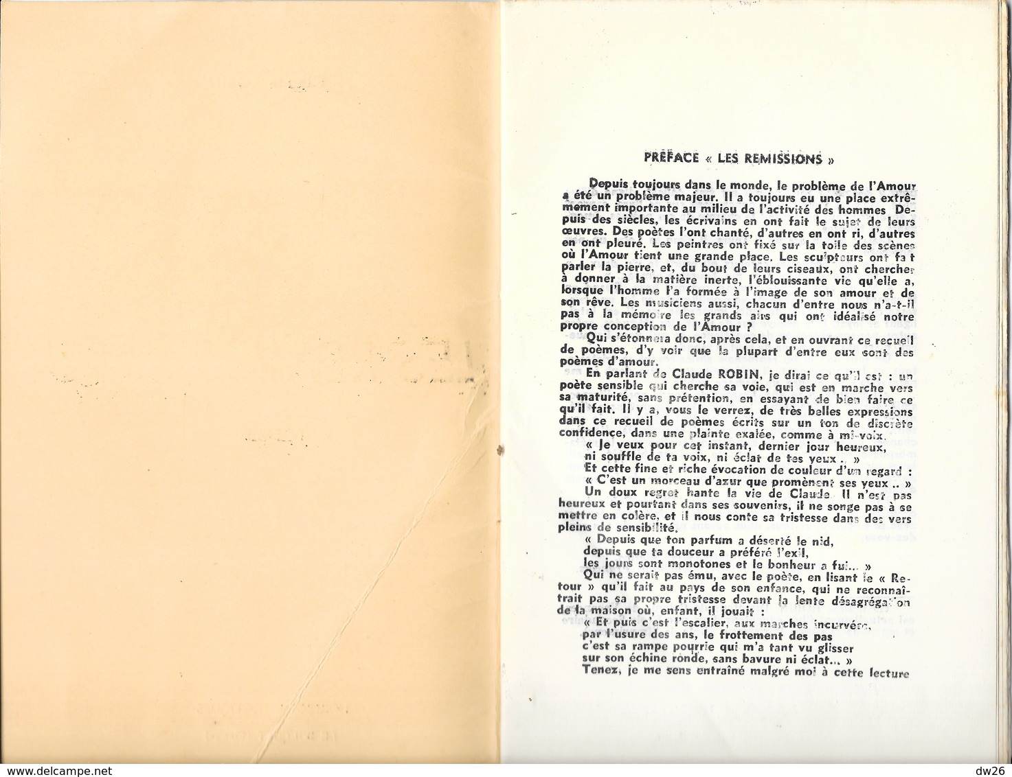 Brochure Horizons Poétiques - Claude Robin: 21 Poèmes,  Les Rémissions 1956 - Franse Schrijvers