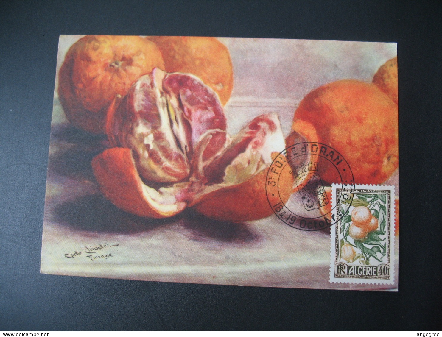 Carte Maximum  Algérie 1932 3 ème Foire D'Oran Agrumes Pamplemousses Fruits - Maximumkarten