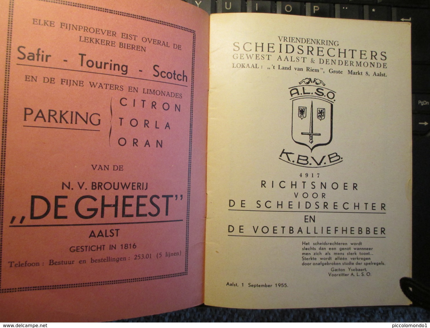 Aalst 1955 Vriendenkring Scheidsrechters Voetbal Reclame Brouwerij Bier 28 Blz - Pratique