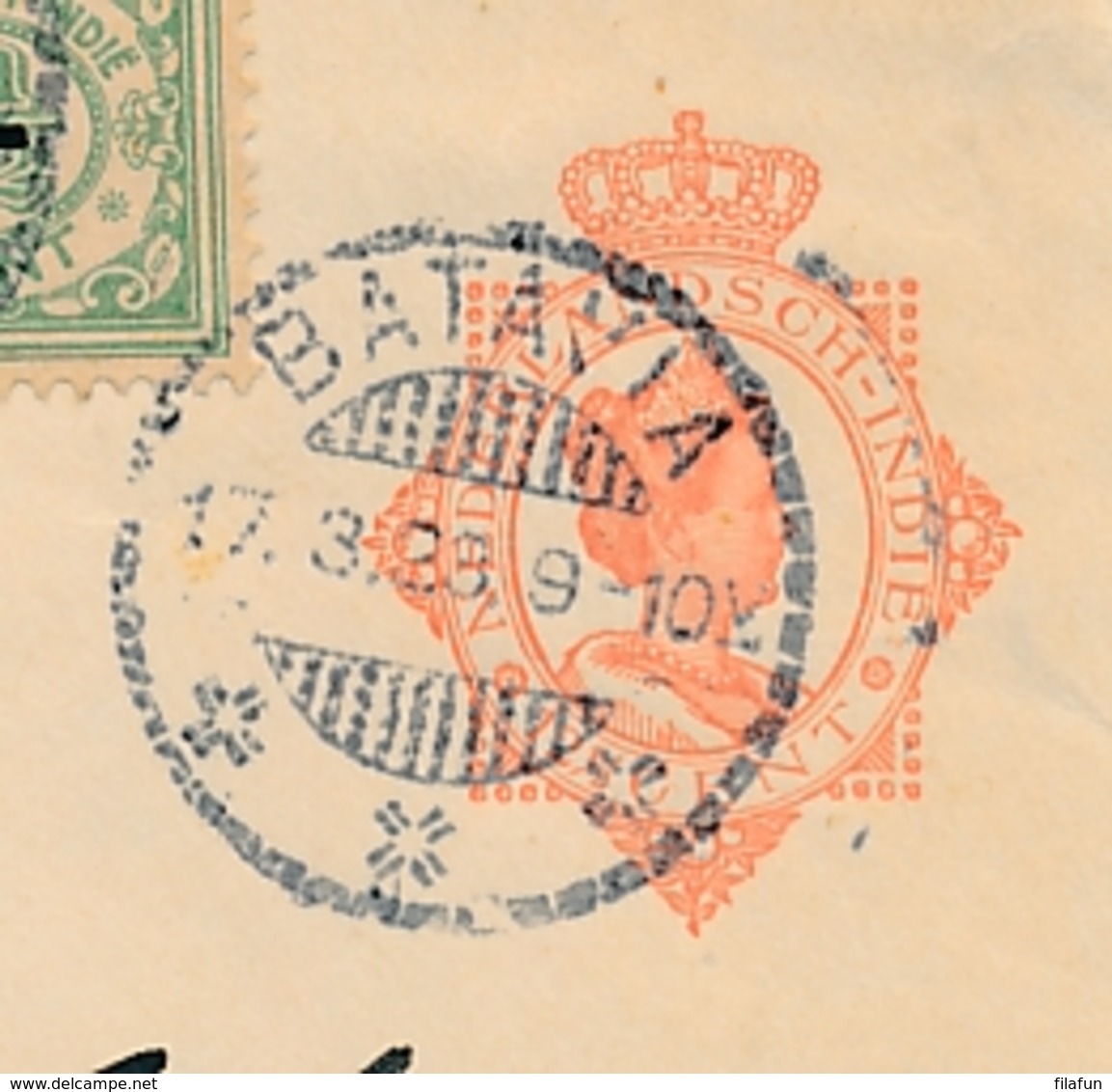 Nederlands Indië - 1923 - 12,5 Cent Wilhelmina, Envelop G46 Met Tricolore Bijfrankering Van Batavia Naar Hanau / Dld - India Holandeses