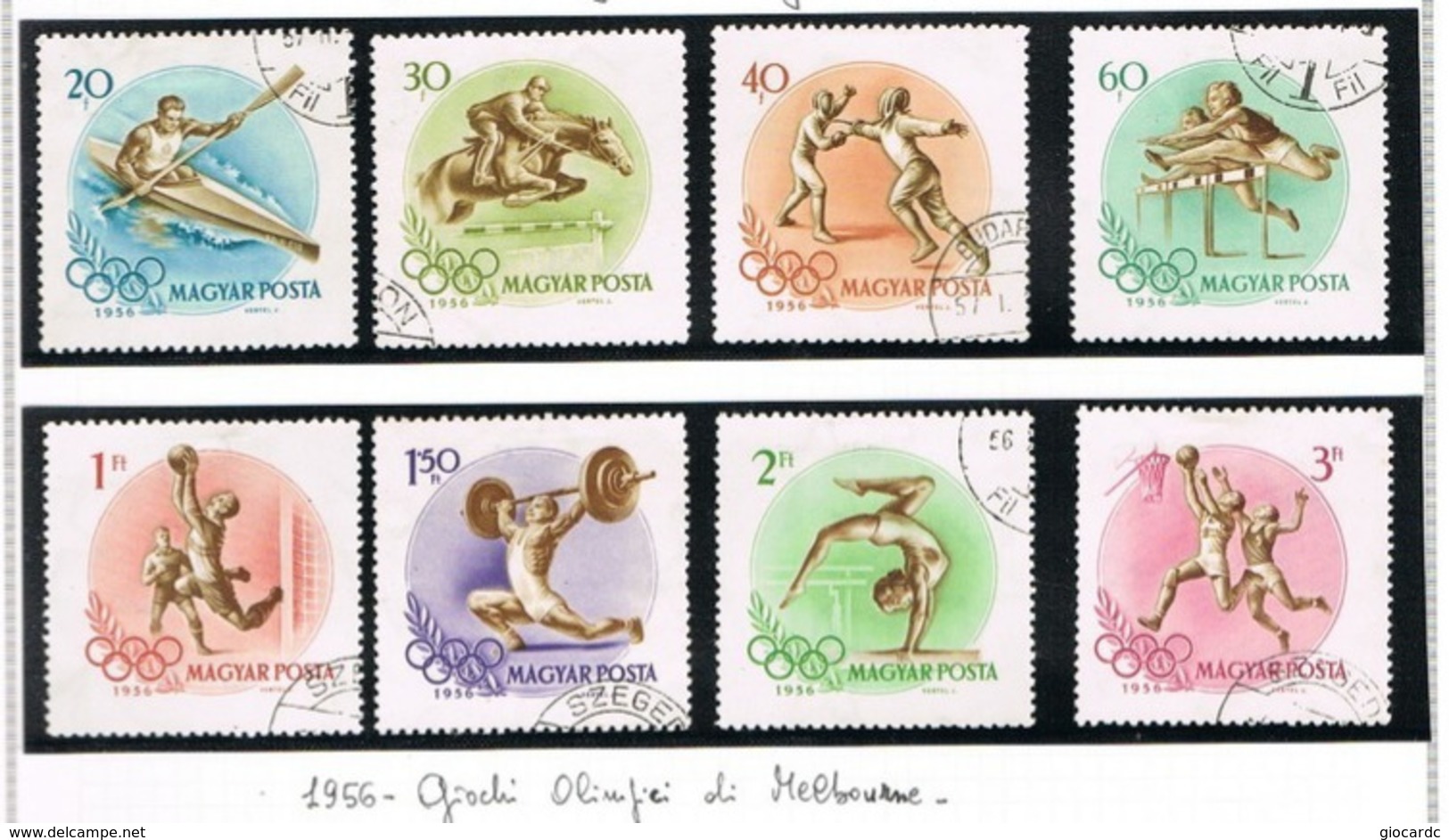 UNGHERIA (HUNGARY) -  SG 1460.1467  - 1956 OLYMPIC GAMES (COMPLET SET OF 8)   -  USED° - RIF.CP - Gebraucht