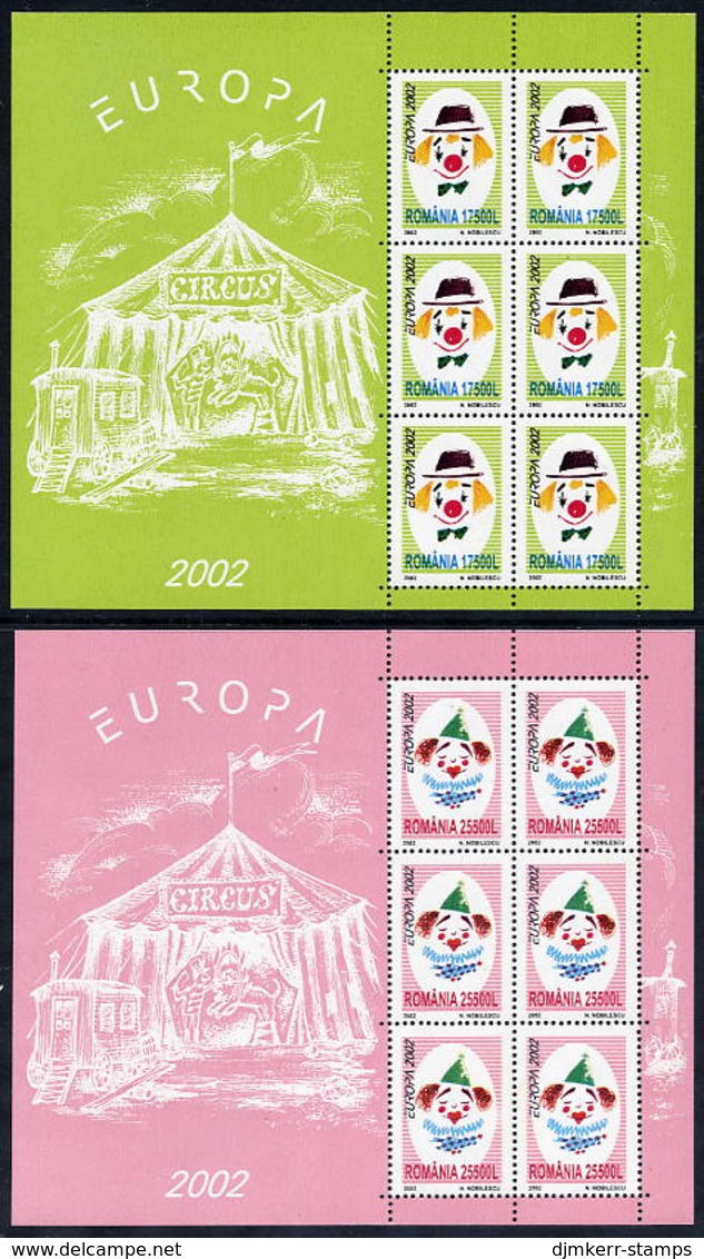 ROMANIA 2002 Europa: Circus, Sheetlets Of 6 MNH / **.  Michel 5657-58 Klb - Nuovi