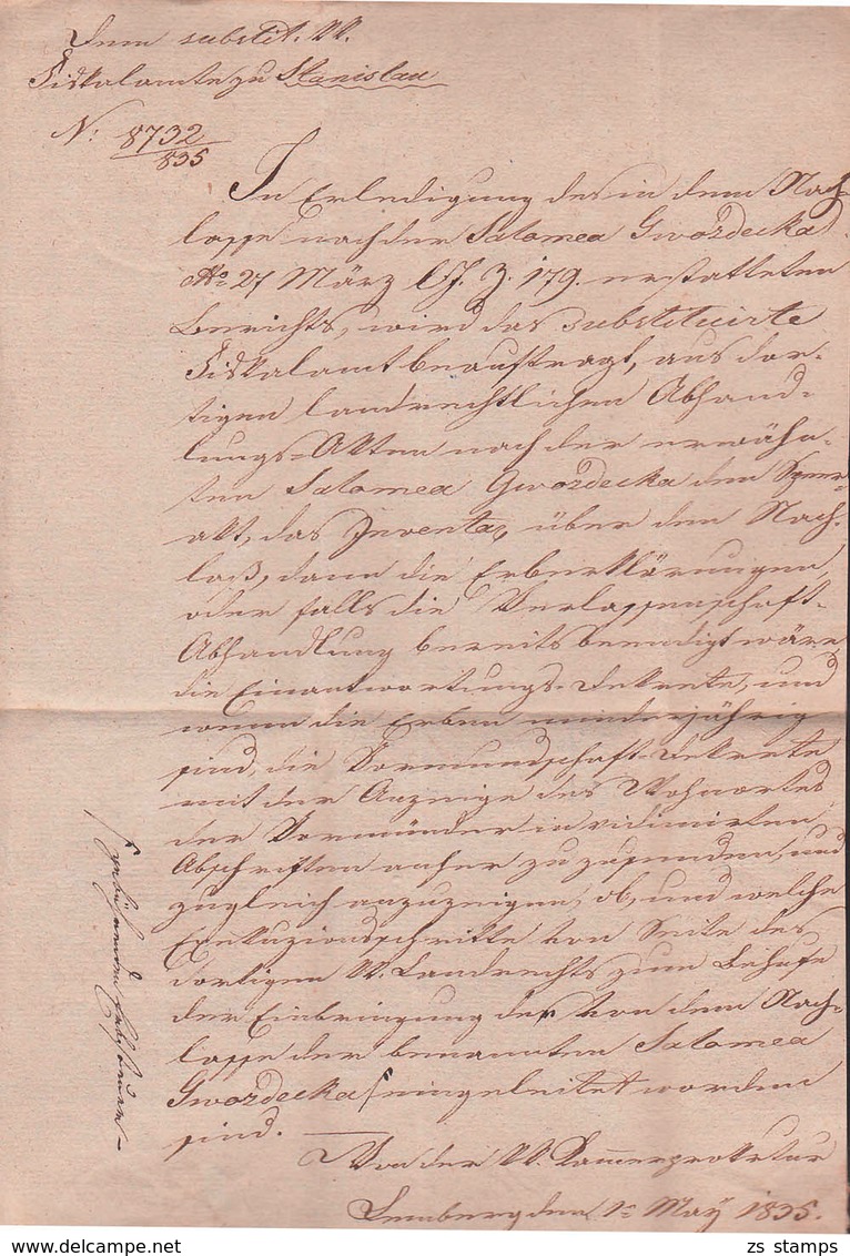 Lemberg 1834 Lwow Nach Neusandec Von Der Kk Cammerprocuratur Falt-Brief - ...-1860 Voorfilatelie