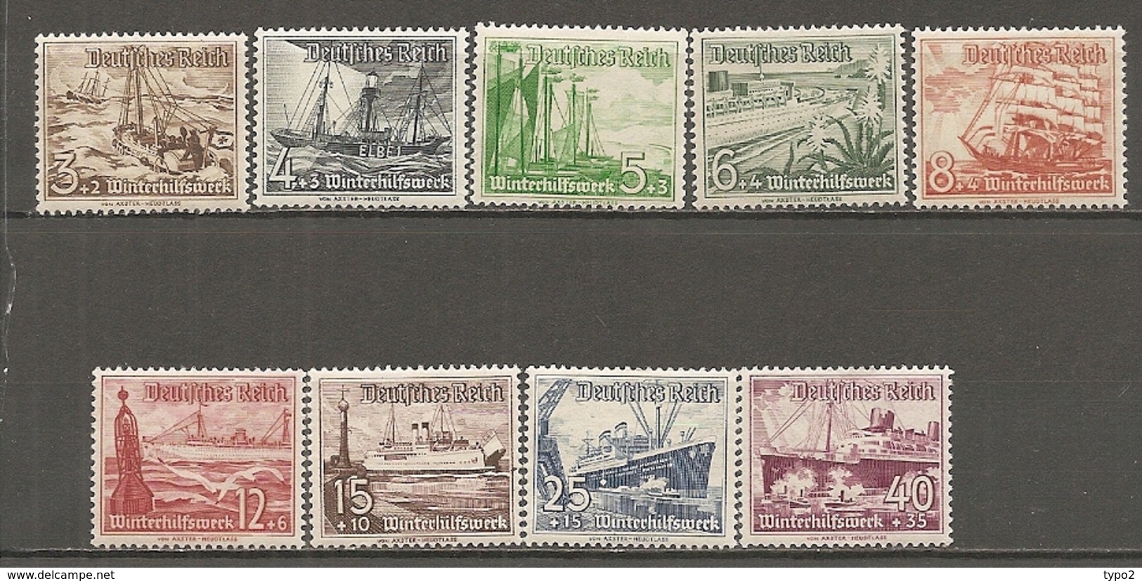 DR - Yv. N°  594 à 602 Mi 651 Bis 659  Complet *  Secours D'hiver  Cote  25 Euro TBE   2 Scans - Unused Stamps