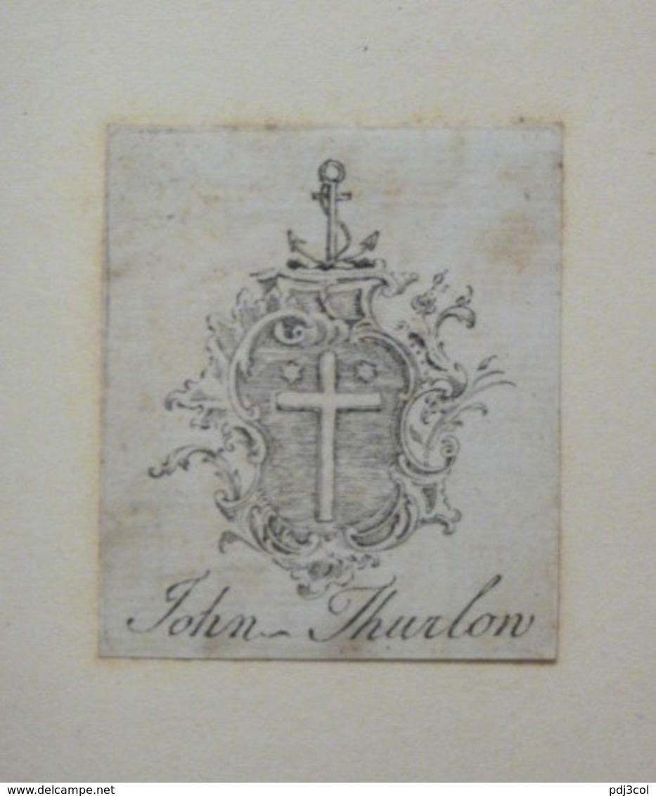 Ex-libris Héraldique Illustré XVIIIème - JOHN THURLON - Ex-libris