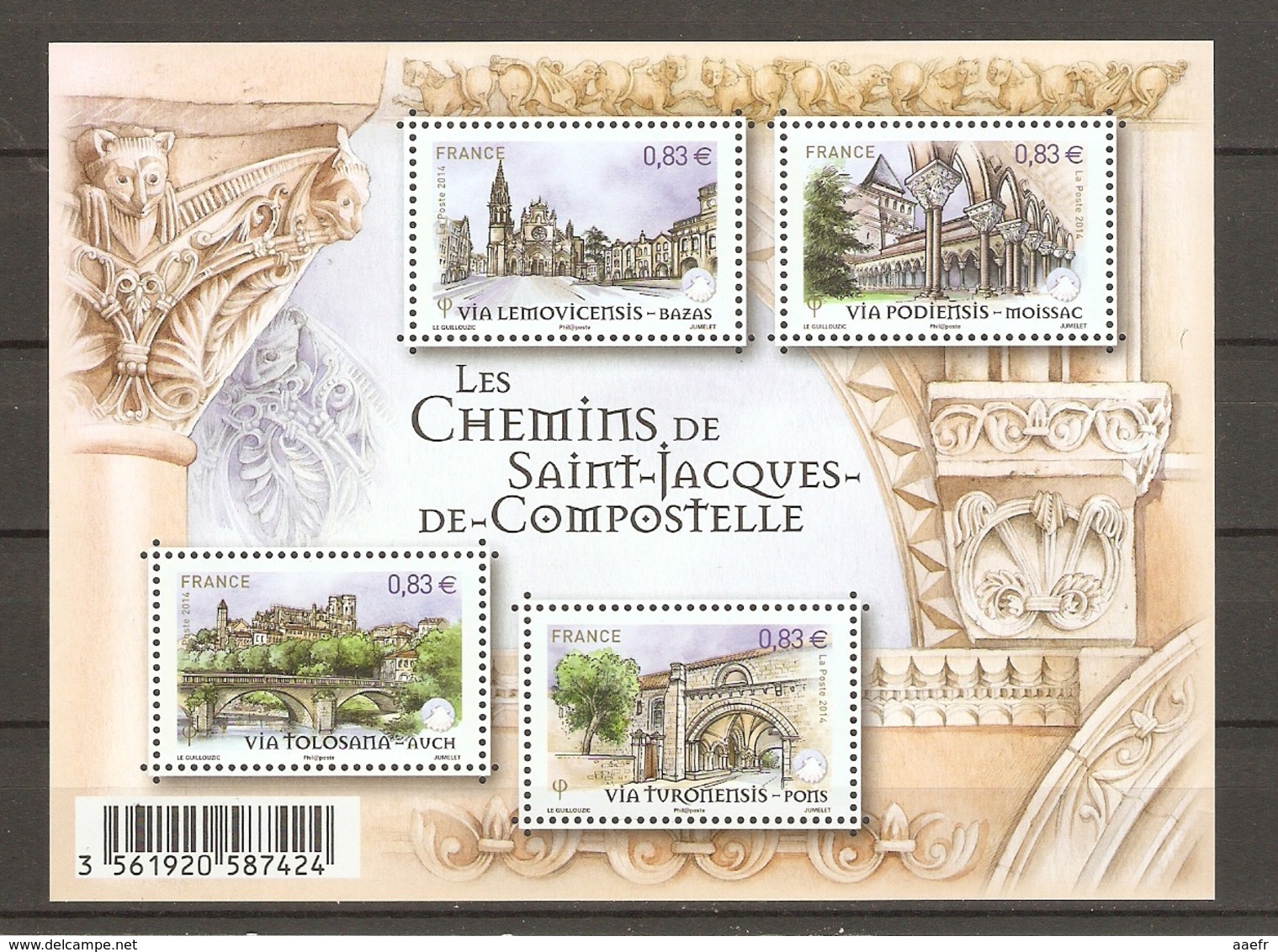 France 2014 - Bloc Et Feuillet - Les Chemins De Saint-Jacques-de-Compostelle - MNH - F4838 - Ungebraucht