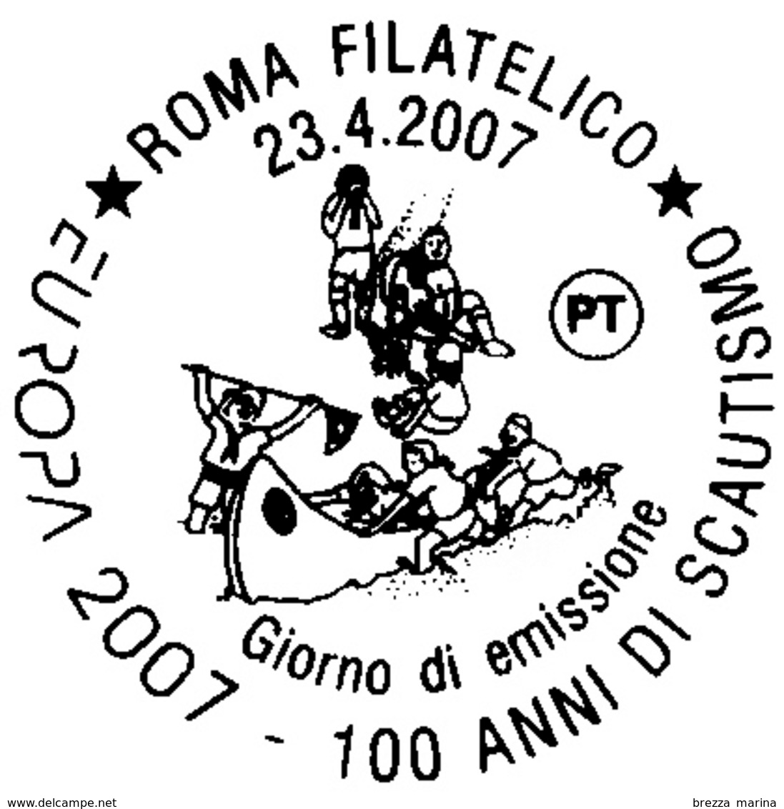 ITALIA - Usato - 2007 - Europa - 100 Anni Di Scoutismo - Scout Attorno Ad Una Canoa E Alzabandiera - 0.60 - 2001-10: Usati