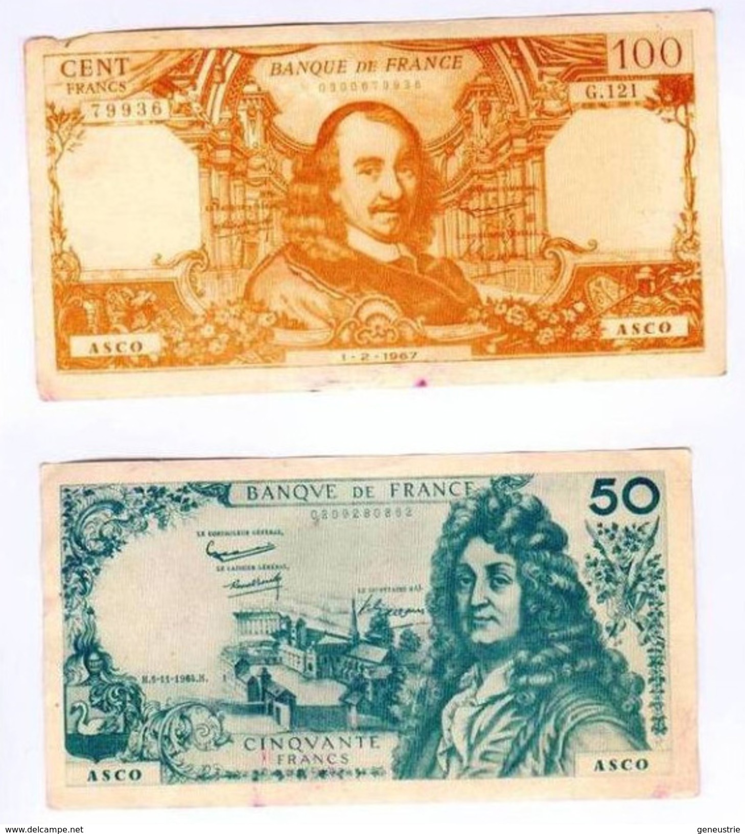 Lot De 4 Billets Pour école: 100F Corneille, 50F Racine, 10F Voltaire, 5F Pasteur - Billet écoles - School Bank Note - Fictifs & Spécimens