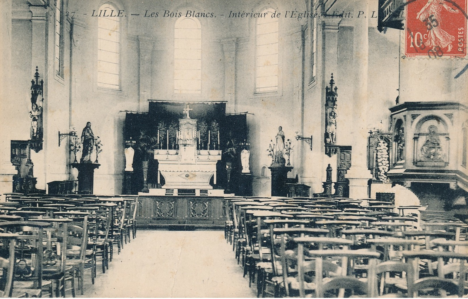 Lille Pl Les Bois Blancs Interieur De L'Eglise Rare TBE - Lille