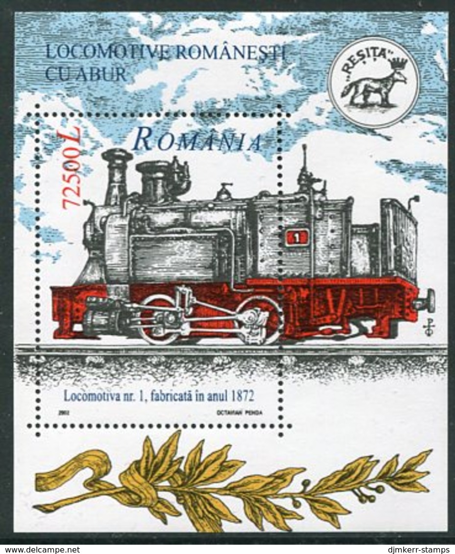 ROMANIA 2002 Steam Locomotives Block  MNH / **.  Michel Block 323 - Neufs
