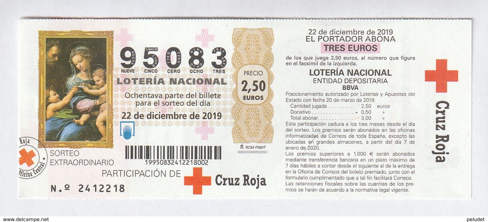 RED CROSS CROIX ROUGE CRUZ ROJA ESPAÑOLA - 2019 - Lotterielose