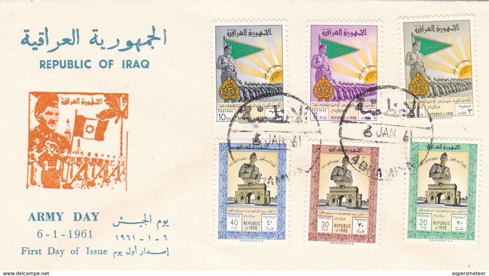 ARMY DAY 6.1.1961. REPUBLIC OF IRAQ ENVELOPE FDC FIRST DAY IF ISSUE.  -LILHU - Irak