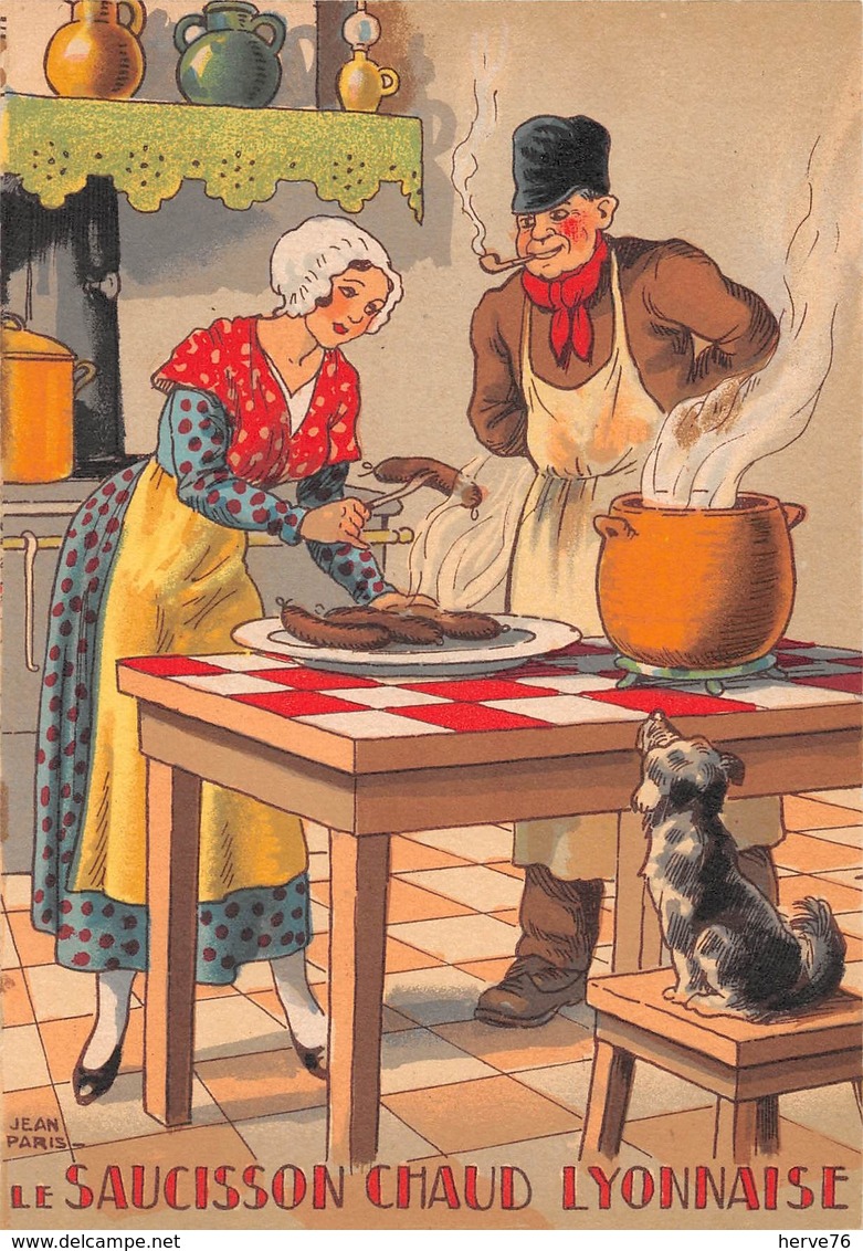 Illustrateur Jean PARIS - M. Barré & J. Dayez - Recette -  Le Saucisson Chaud Lyonnaise -  N° 1418 T - Andere & Zonder Classificatie