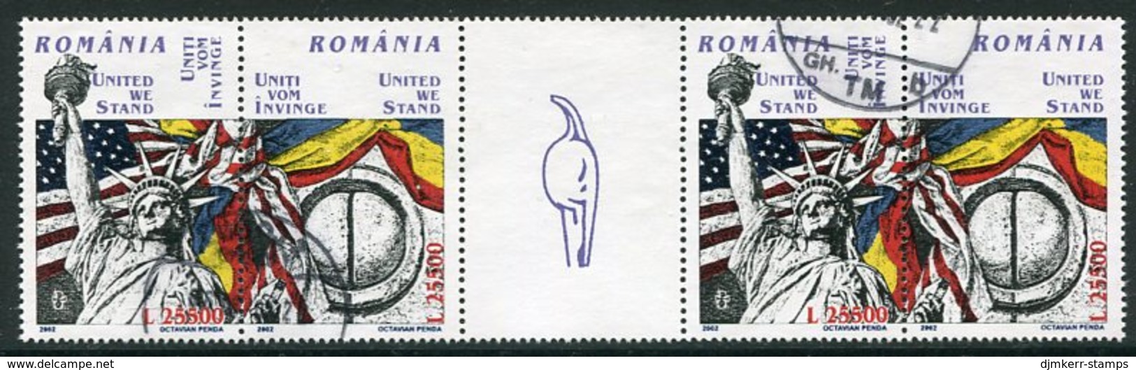 ROMANIA 2002 Commemoration Of New York Terror Attack  Strip Used.  Michel 5647-48 Zf - Used Stamps