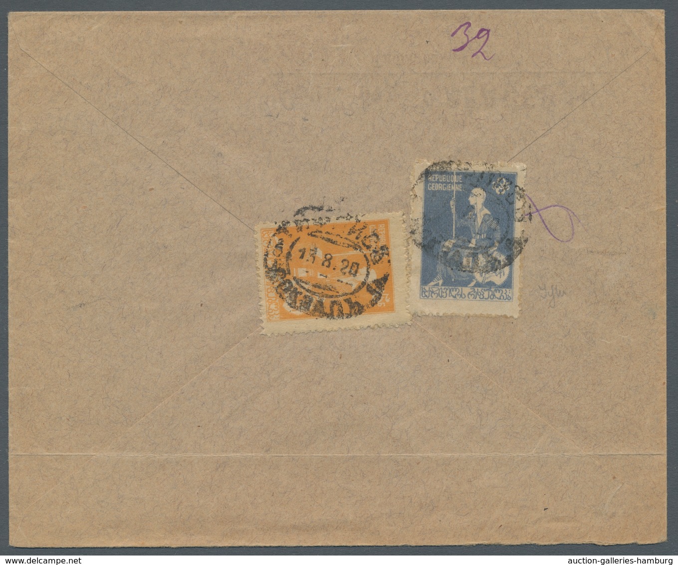 Georgien: 1920, "3 And 5 Rbl. Tamara", Back Side As Postage-rich Mixed Franking On R Letter With Rar - Georgien