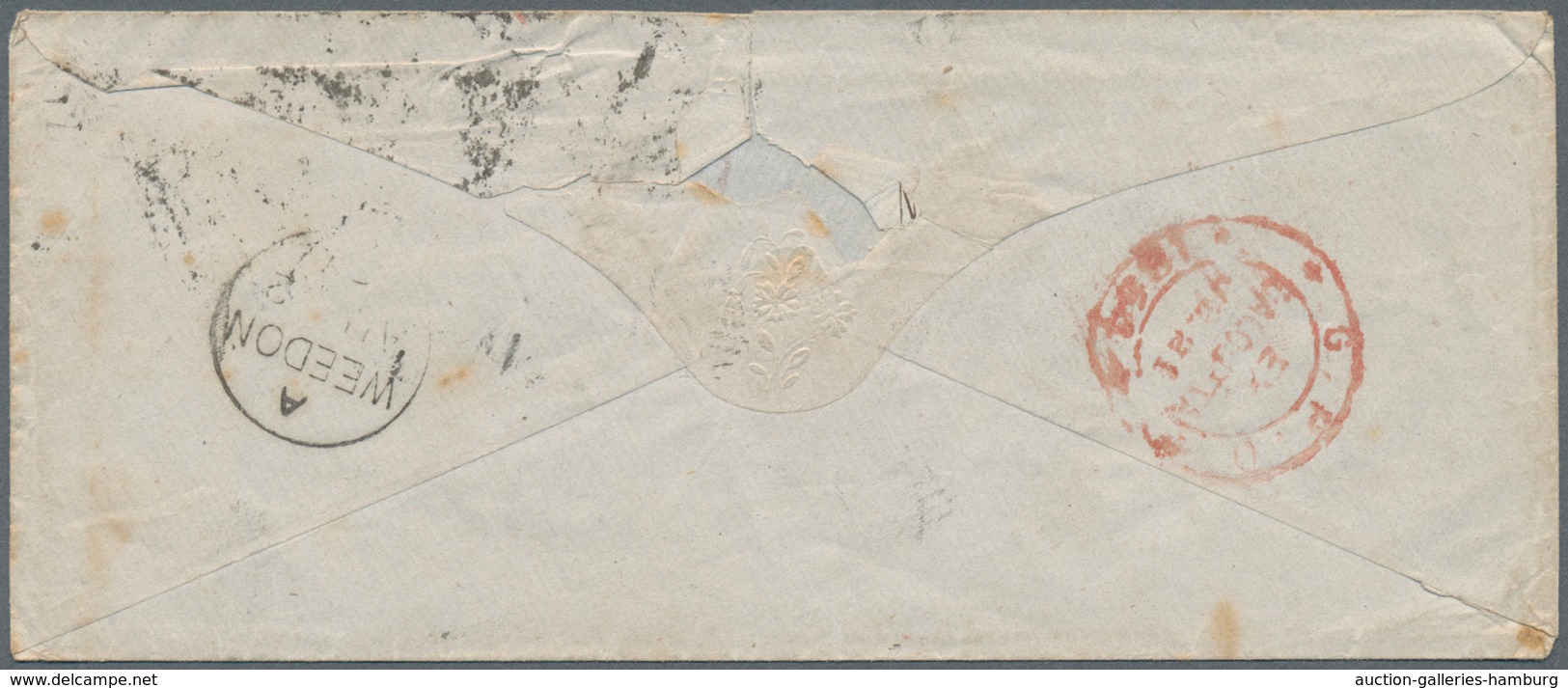 Indien: 1862/1872, five covers from a correspondence to Weedon, GB comprising two covers from AKYAB