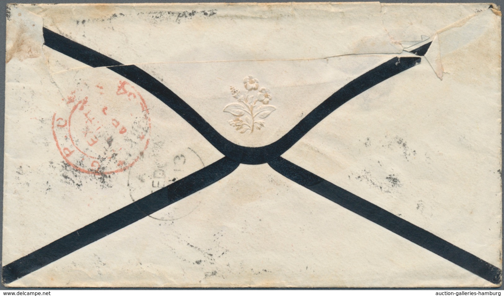 Indien: 1864, Very Decorative Mourning Cover Franked With 2 Anna Yellow, Piar And Single And 8 Pies - 1882-1901 Empire