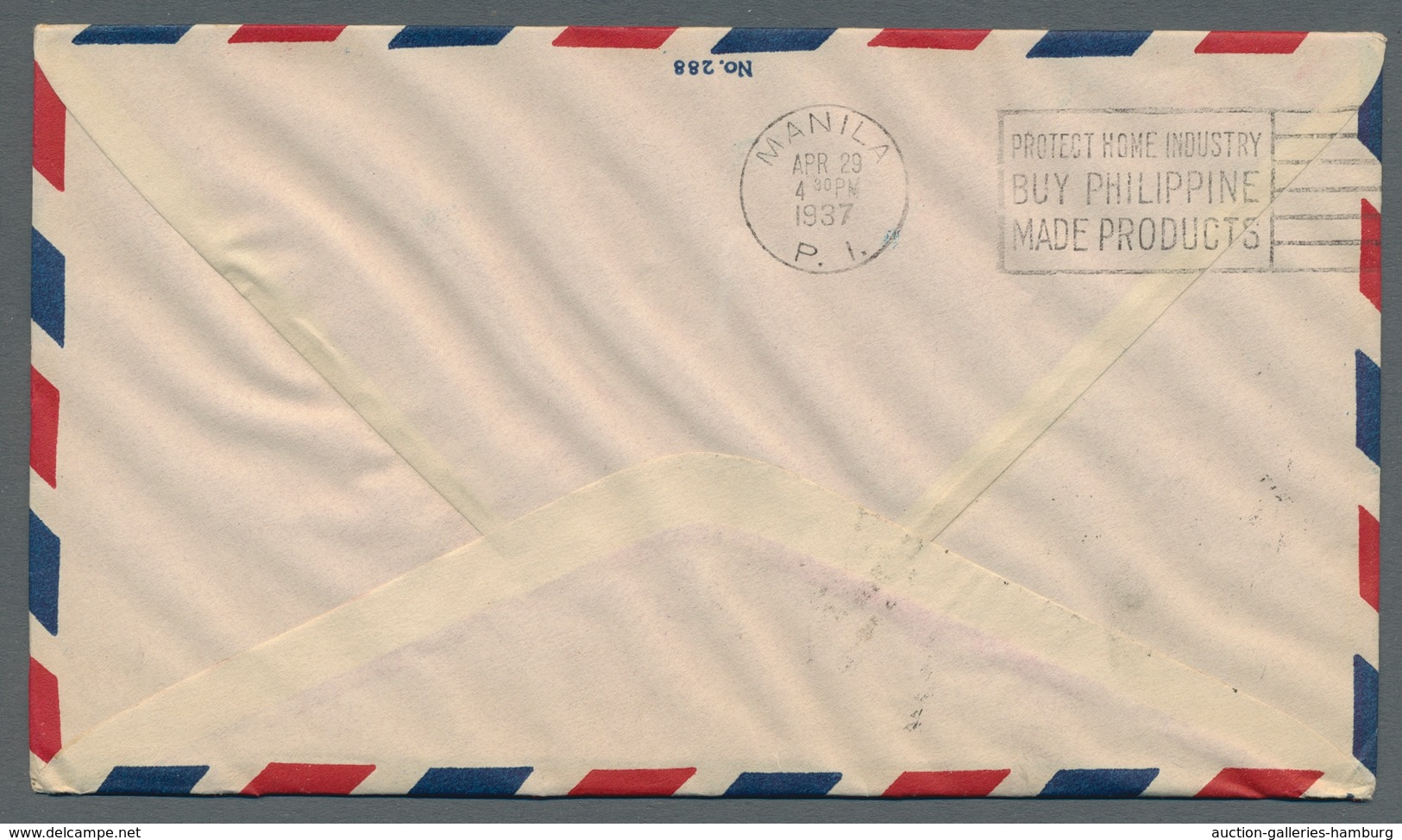 Macau: 1936, Flugpostausgabe auf fünf Briefen, teilweise mehrfach, mit Zusatzfrankaturen. Alle Beleg