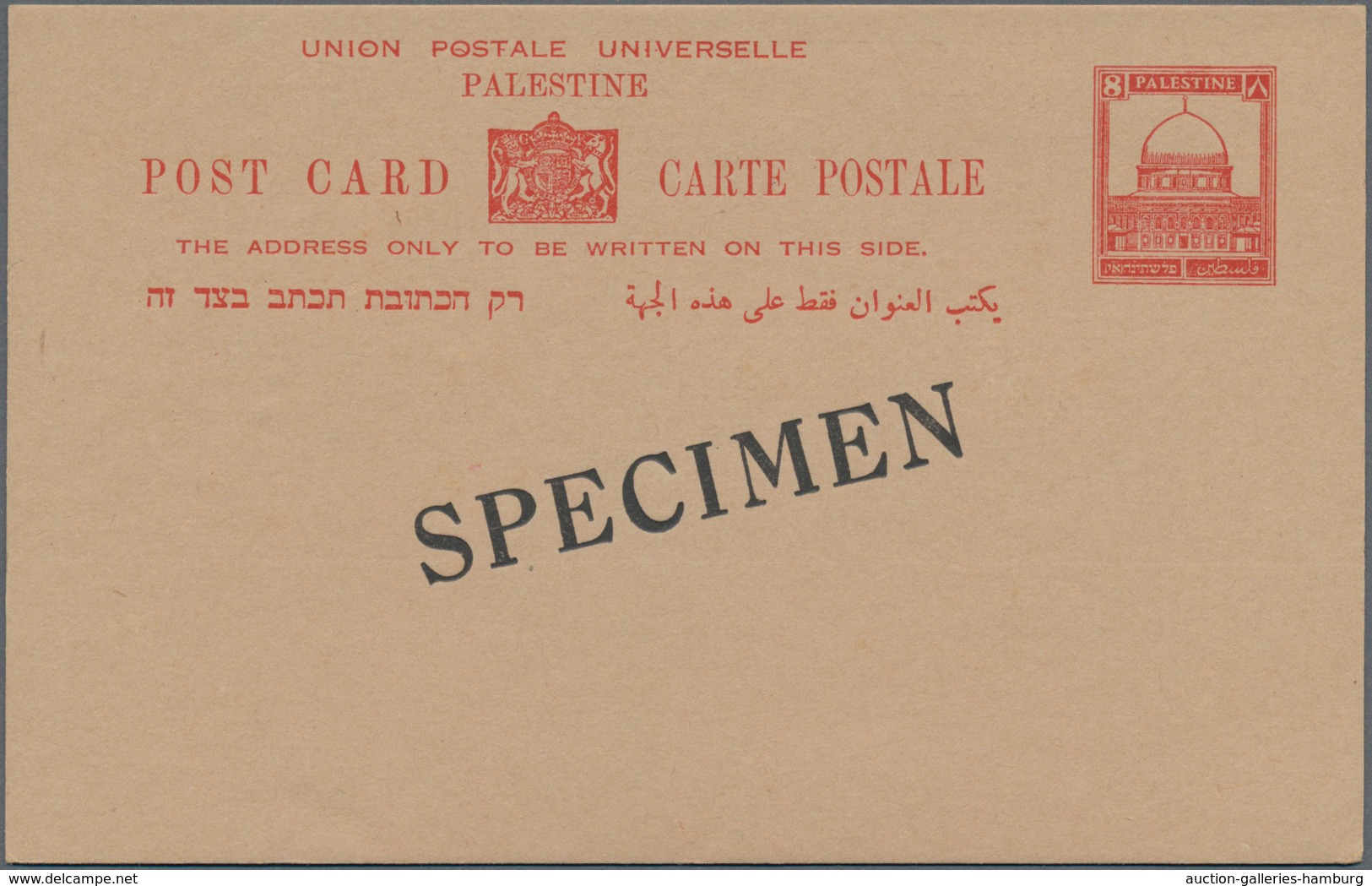 Palästina: 1927, 4 M, 7 M, 8 M Postal Stationery Card + 5 M Letter Card All With Overprint "SPECIMEN - Palestina