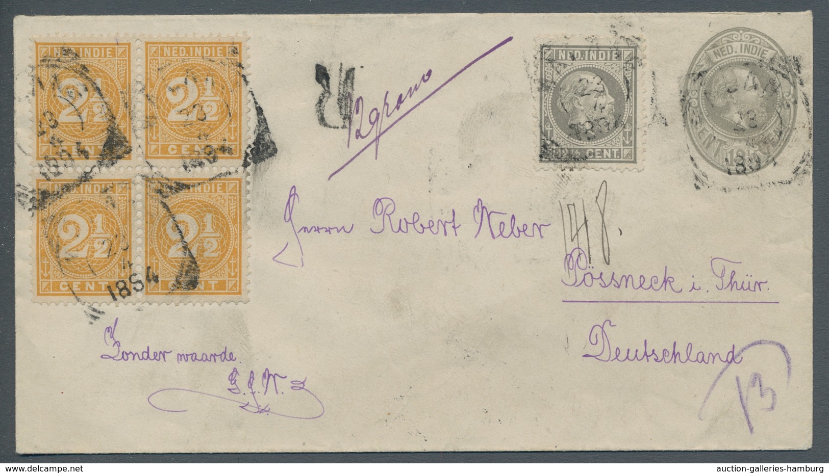 Niederländisch-Indien - Ganzsachen: 1894, Ganzsachenumschlag Wilhelm III. Im Oval, 12 1/2 Cent, Ausg - Other & Unclassified