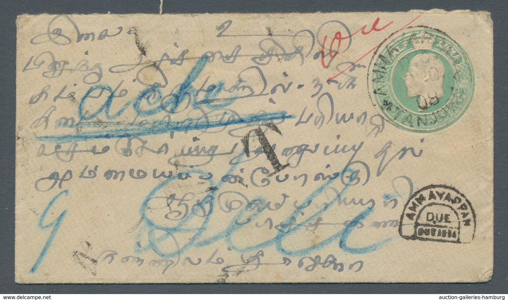 Niederländisch-Indien - Ganzsachen: 1908, 5 Cent. Portomarke Als Waagerechtes Paar Auf Rückseite Ein - Other & Unclassified