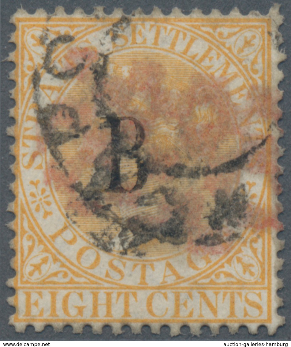 Thailand: 1882: British P.O In Siam (Bangkok) 8c Orange Of Straits Settlements Overprinted "B" With - Thailand