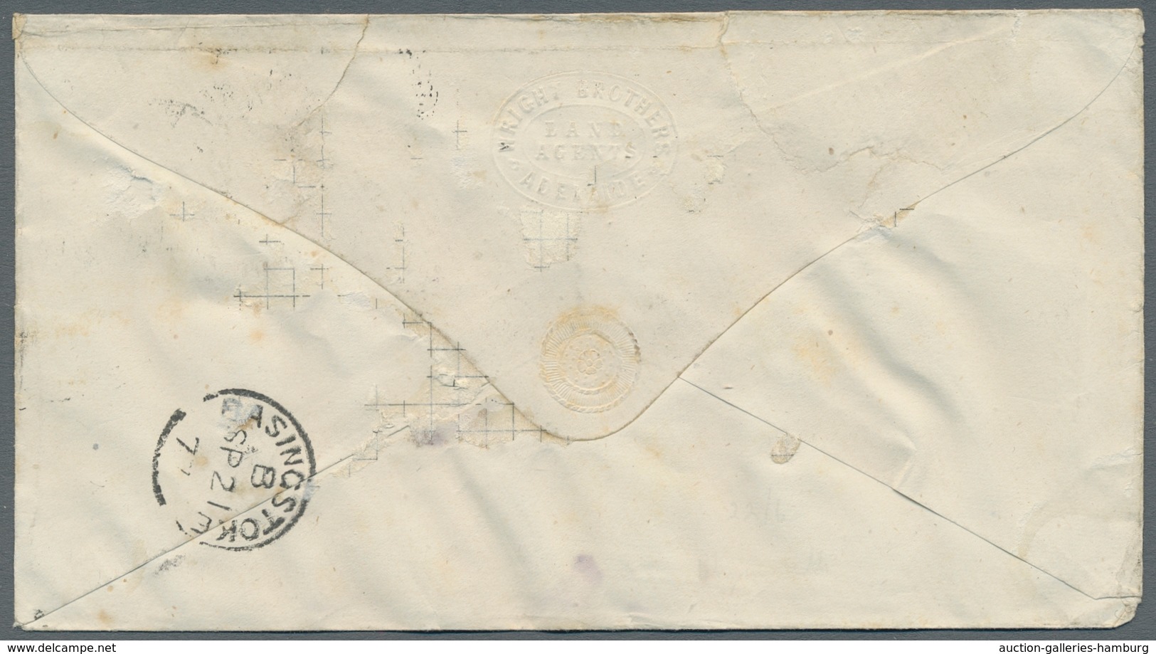 Südaustralien: 1877, Zwei Briefe, Jeweils Frankiert Mit Königin Victoria, 8 PENCE Auf 9 P. Rotbraun, - Cartas & Documentos