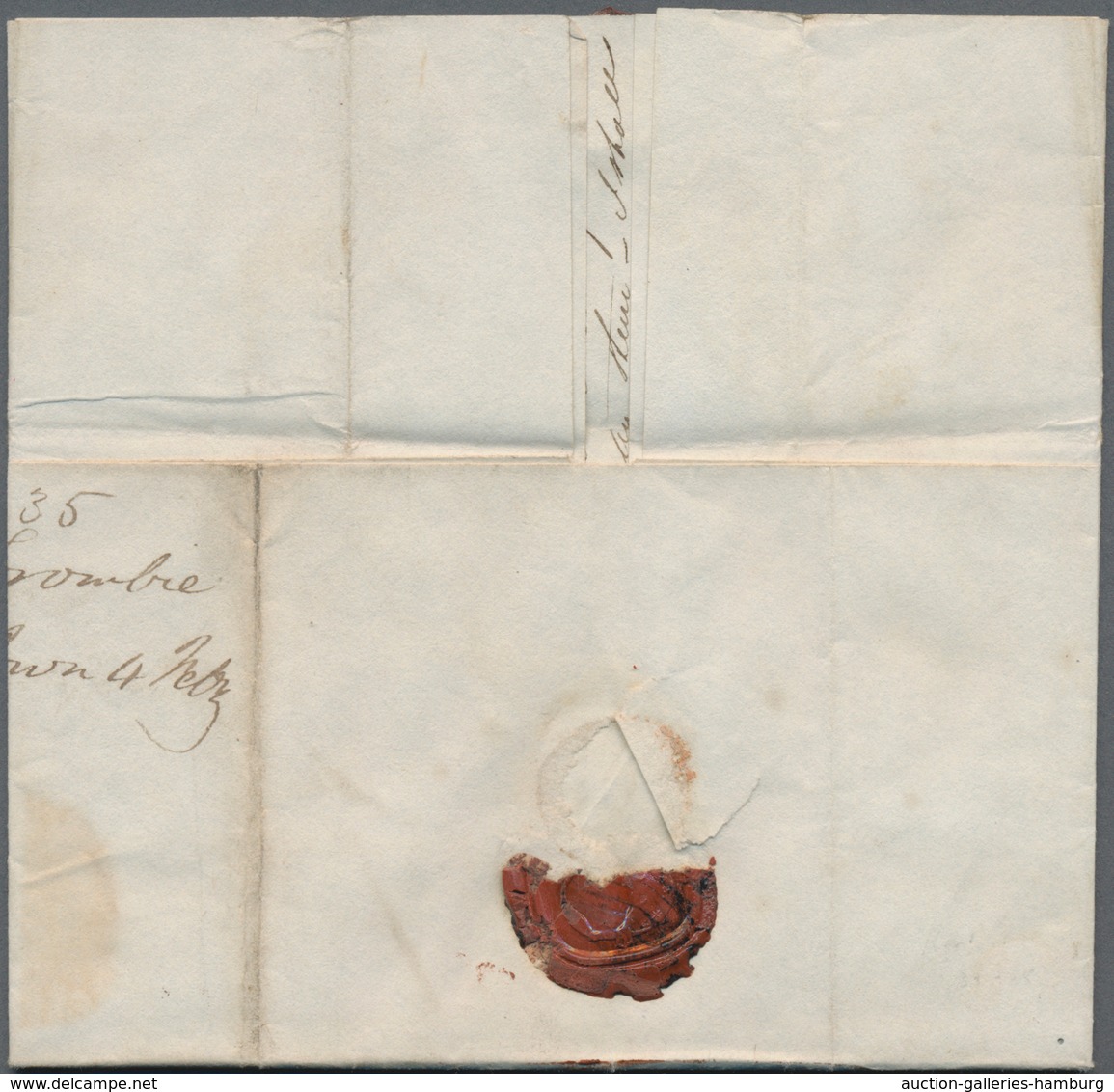 Tasmanien: 1835, Complete Folded Letter To Edinburgh/Scotland With Black Tax-handstamp "1", On Rever - Cartas & Documentos