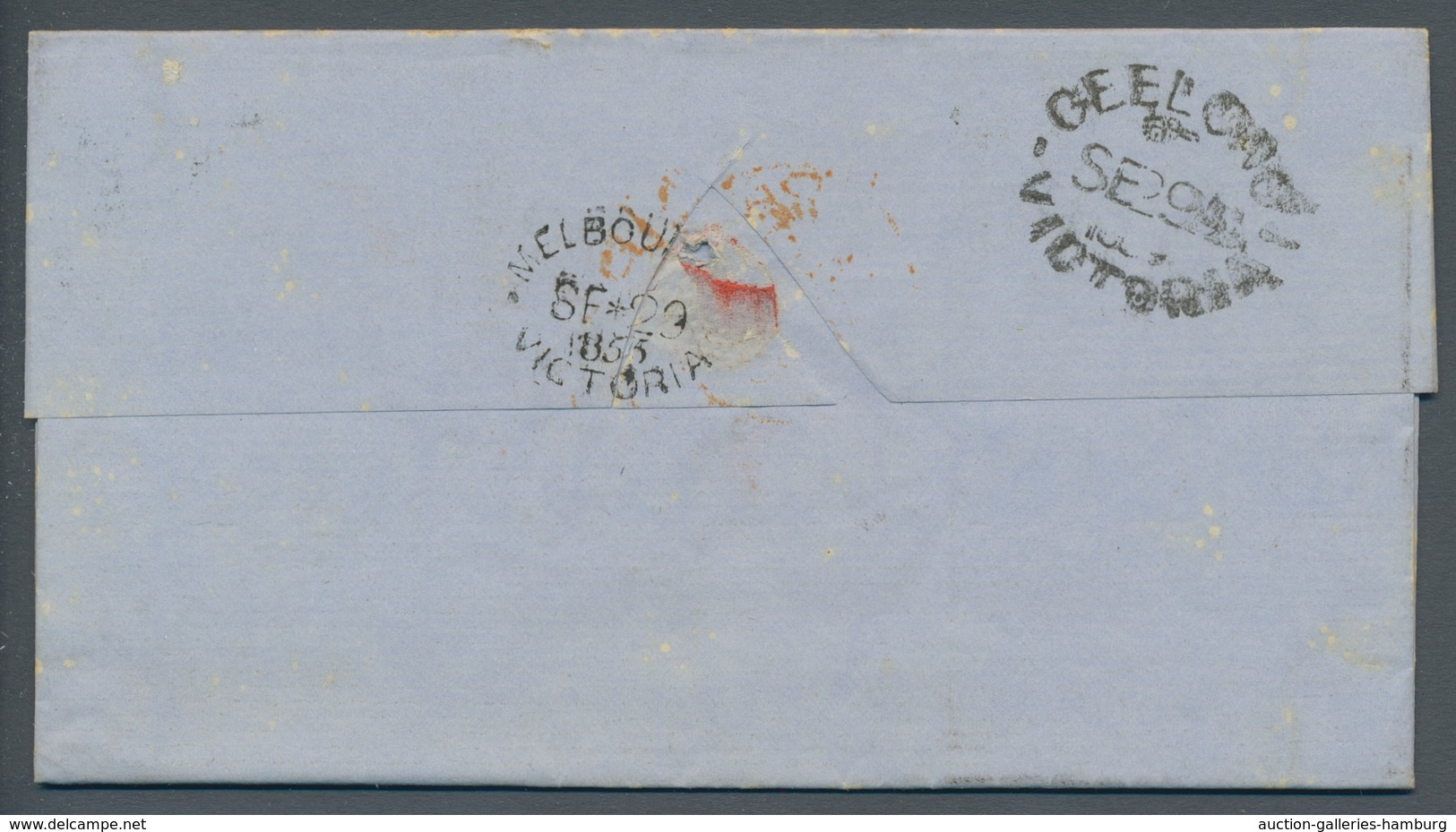 Victoria: 1855, 6 Pence Orange, Allseits Vollrandig Geschnitten Auf Geschäftsbrief Von Geelong über - Covers & Documents