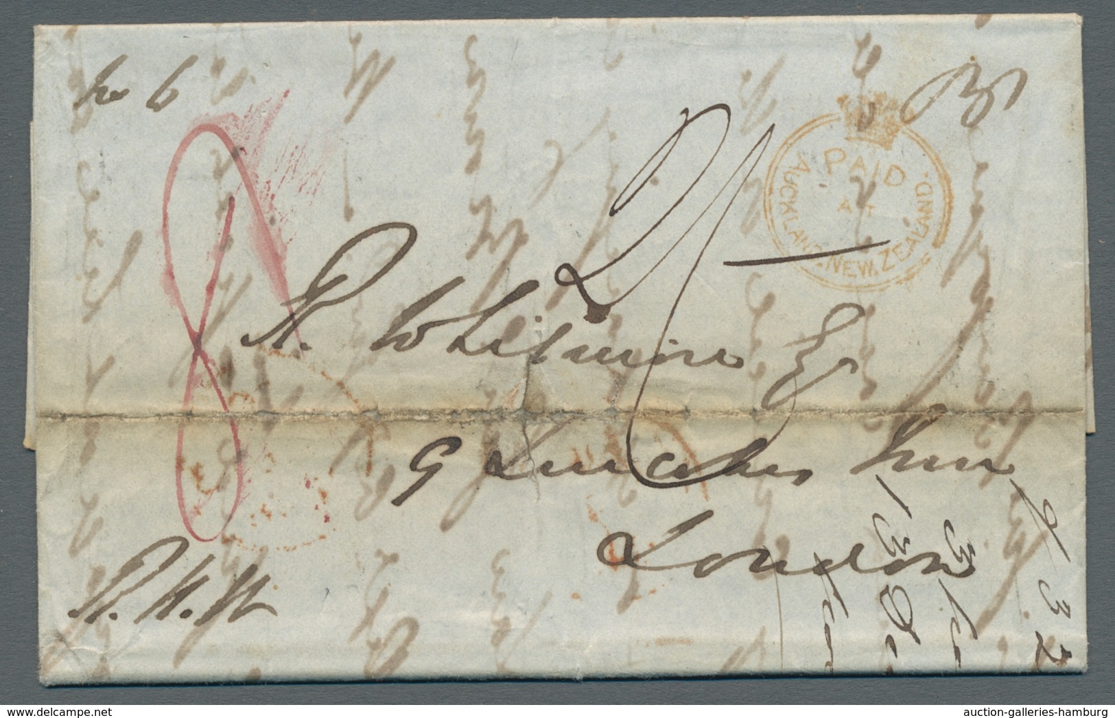 Neuseeland: 1848, Ein Vermutlich Zweimal Verwendeter Brief, Im Juni 1848 Mit Dekorativem Kronenstemp - Cartas & Documentos