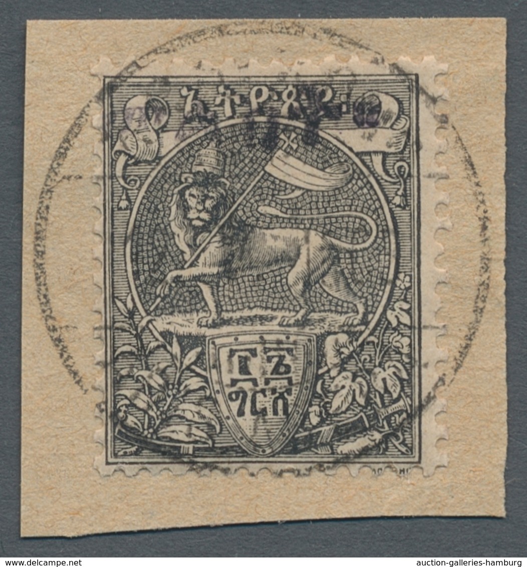 Äthiopien: 1903, "Malekt-Overprint", Each Value Centrally Stamped Set Each On Letter Piece In Perfec - Etiopía