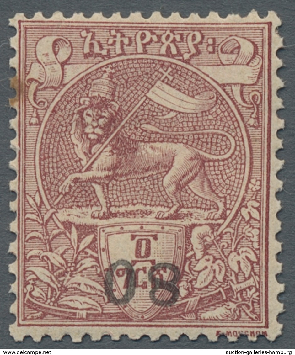 Äthiopien: 1905, "80 And 1,60 Fr. Overprint Upside Down In Missing Colour Black", Mint Hinged Value - Etiopía